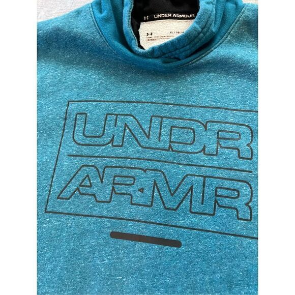 Under Armour Heathered Blue Green Loose Fit Baseline Fleece Hoodie Men's XL - Picture 4 of 8